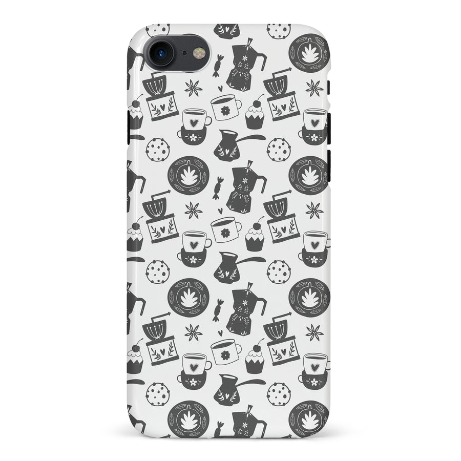 iPhone 7/8/SE Coffee Stuff Phone Case in Black/White