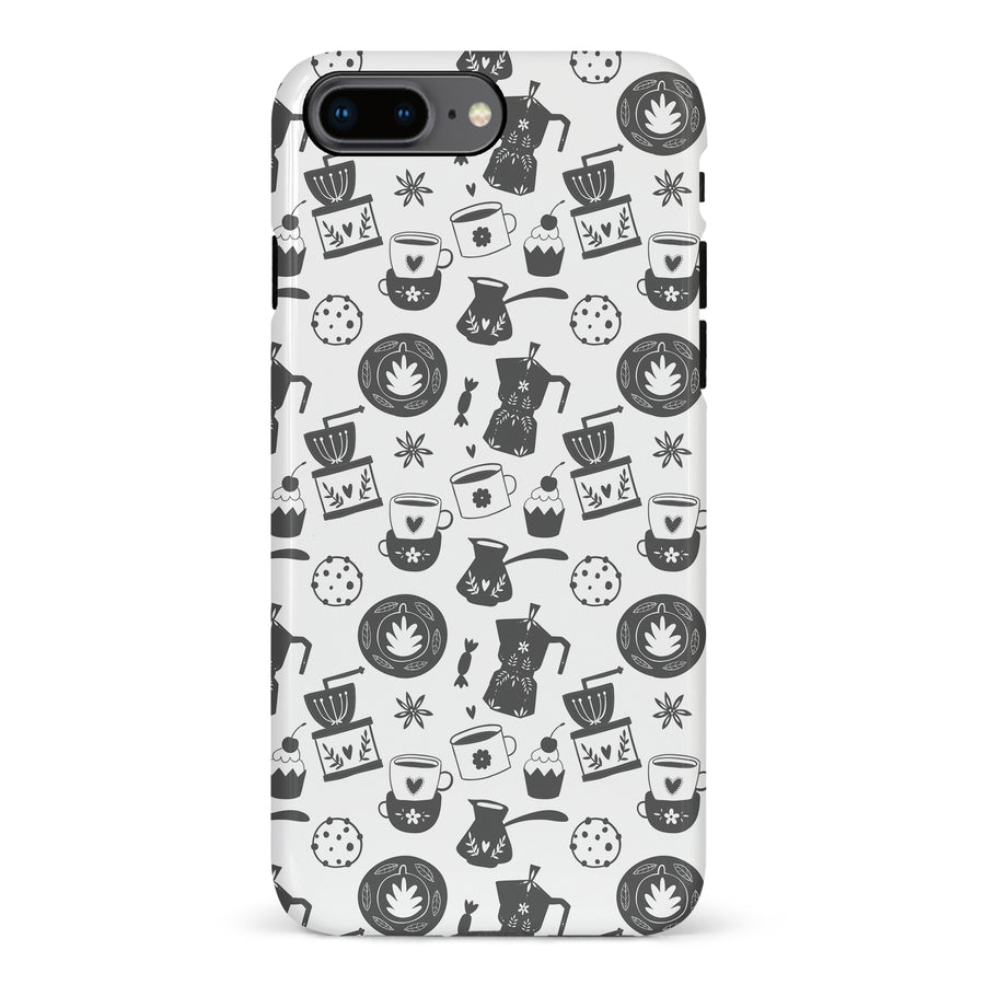 iPhone 8 Plus Coffee Stuff Phone Case in Black/White