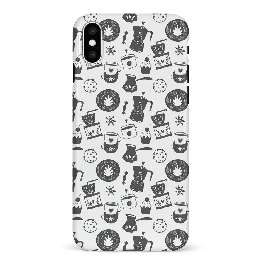 iPhone X/XS Coffee Stuff Phone Case in Black/White