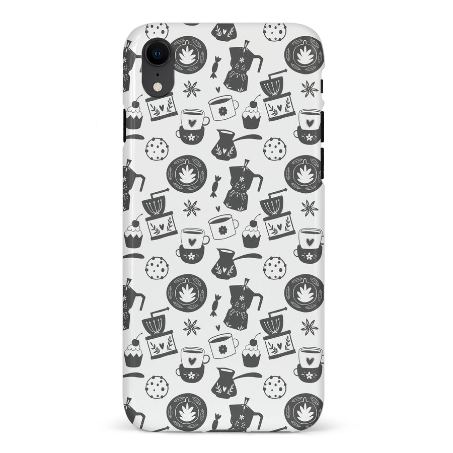 iPhone XR Coffee Stuff Phone Case in Black/White