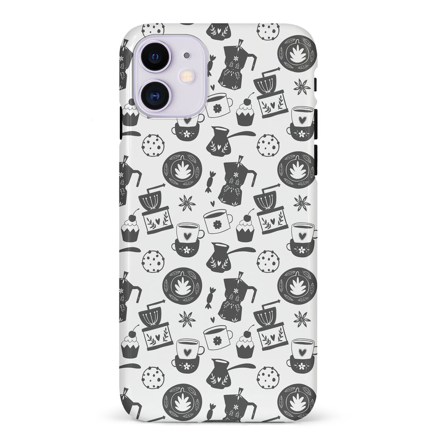 iPhone 11 Coffee Stuff Phone Case in Black/White