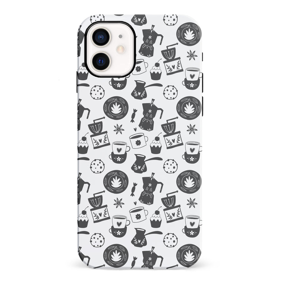iPhone 12 Mini Coffee Stuff Phone Case in Black/White