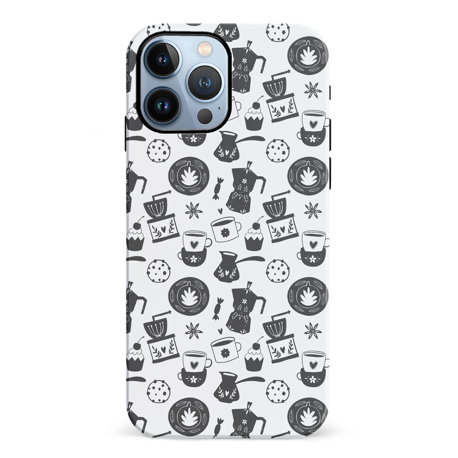 iPhone 12 Pro Coffee Stuff Phone Case in Black/White