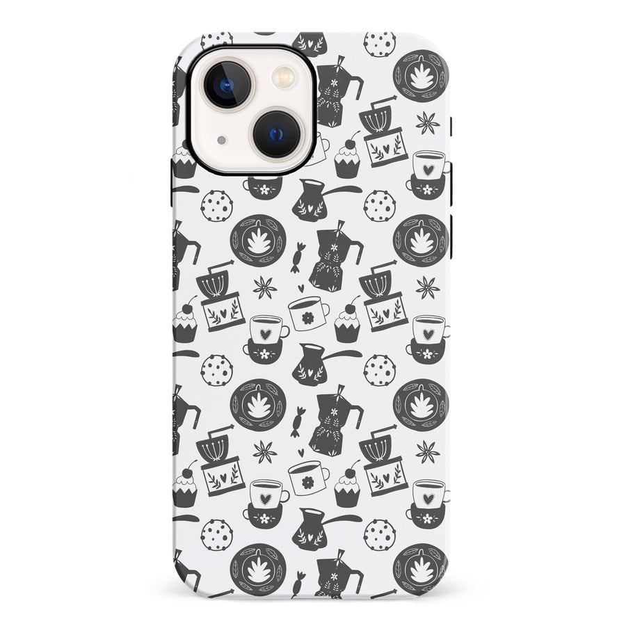 iPhone 13 Coffee Stuff Phone Case in Black/White