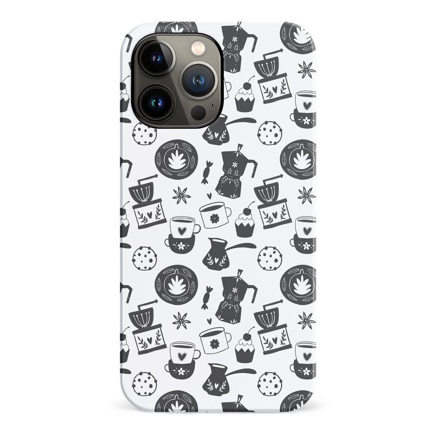 iPhone 13 Pro Max Coffee Stuff Phone Case in Black/White