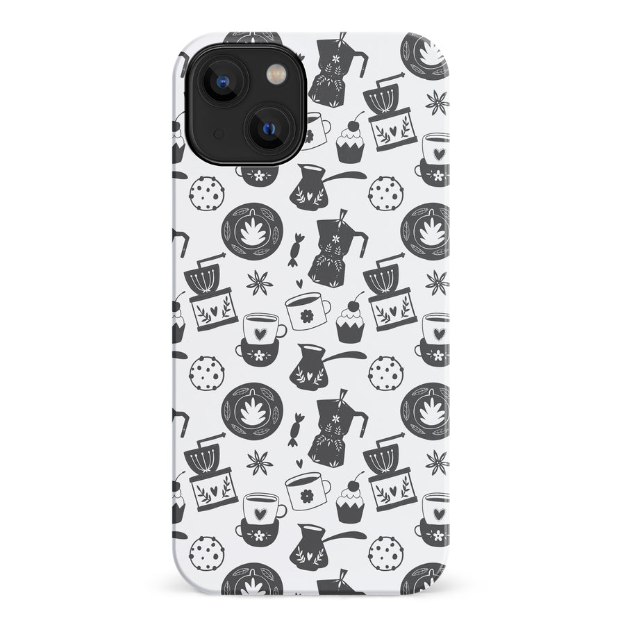 iPhone 14 Coffee Stuff Phone Case in Black/White