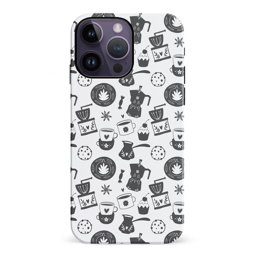iPhone 14 Pro Max Coffee Stuff Phone Case in Black/White