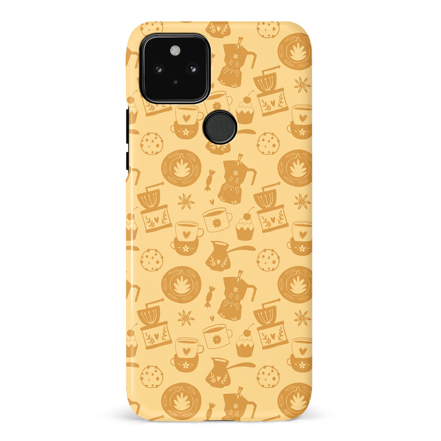 Google Pixel 5 Coffee Stuff Phone Case in Yellow