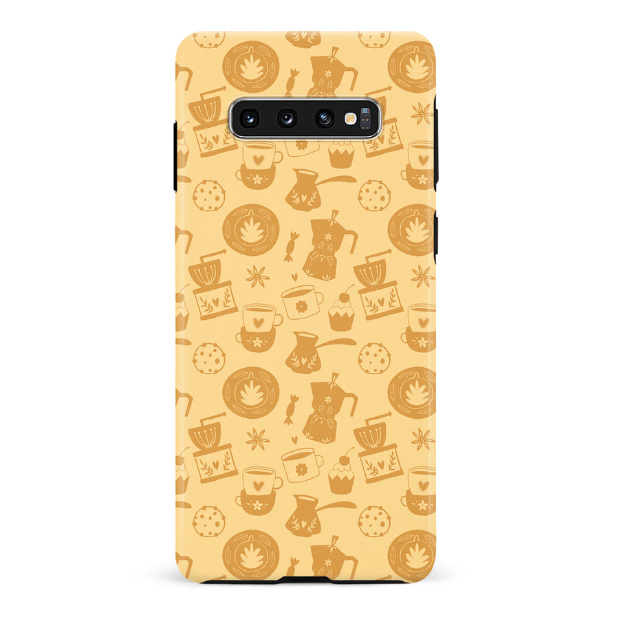 Samsung Galaxy S10 Coffee Stuff Phone Case in Yellow