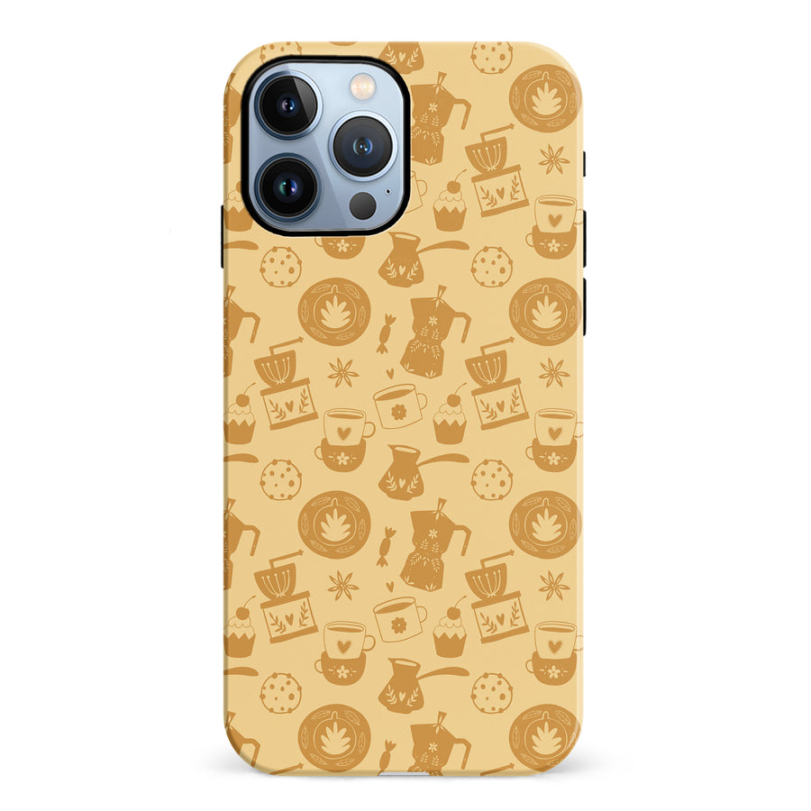 iPhone 12 Pro Coffee Stuff Phone Case in Yellow