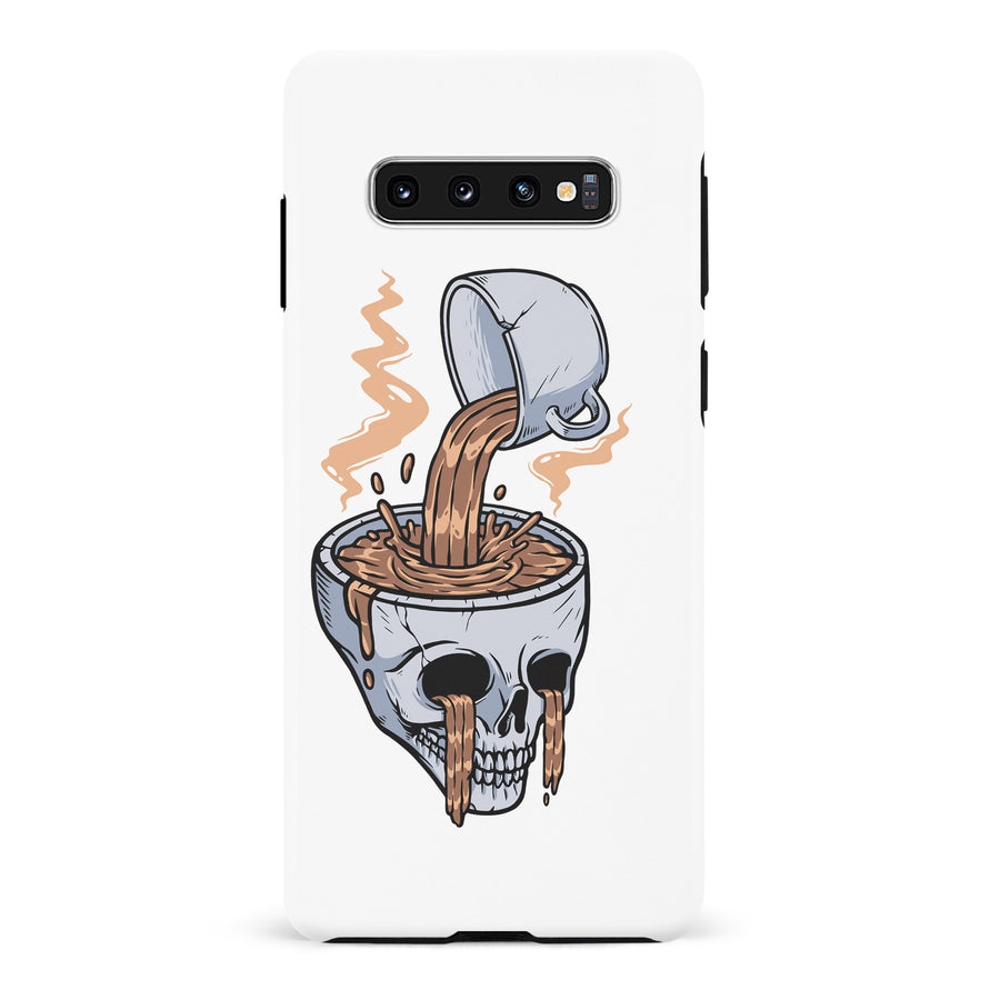 Samsung Galaxy S10 Coffee Goes Straight to Your Head Phone Case in White