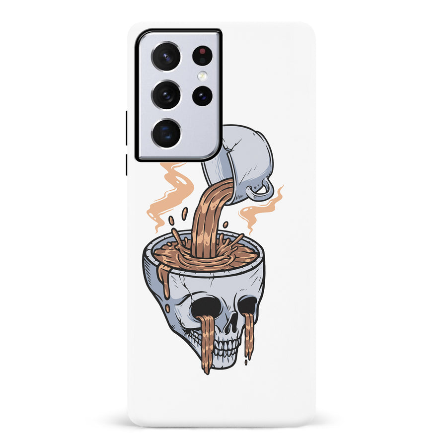 Samsung Galaxy S21 Ultra Coffee Goes Straight to Your Head Phone Case in White
