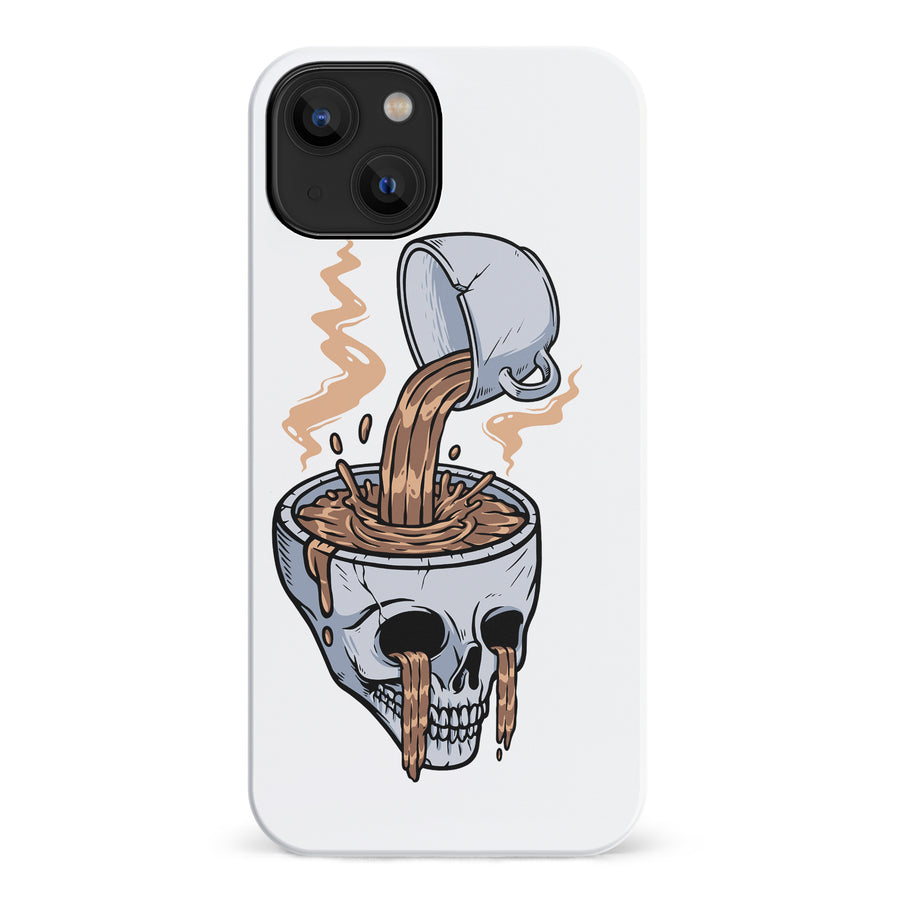 iPhone 14 Coffee Goes Straight to Your Head Phone Case in White