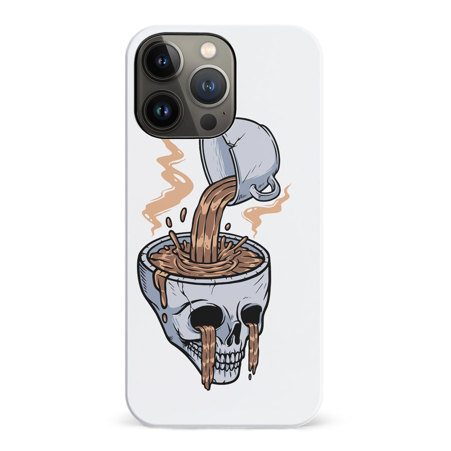 iPhone 14 Pro Coffee Goes Straight to Your Head Phone Case in White