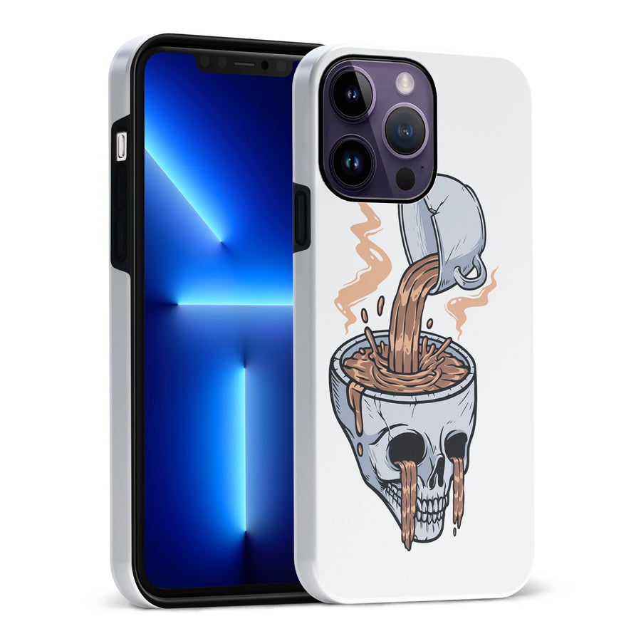 iPhone 14 Pro Max Coffee Goes Straight to Your Head Phone Case in White