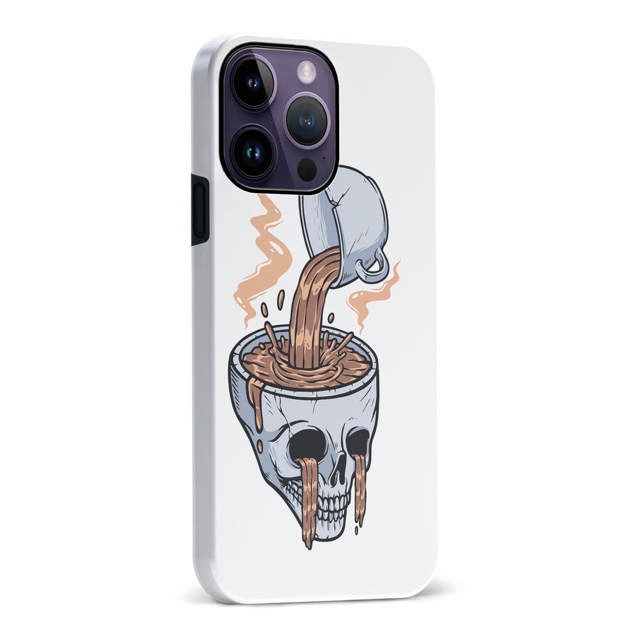iPhone 14 Pro Max Coffee Goes Straight to Your Head Phone Case in White