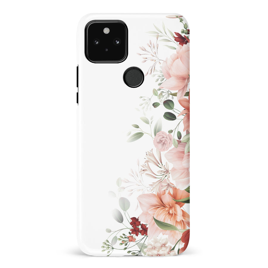 Google Pixel 5 half bloom phone case in white