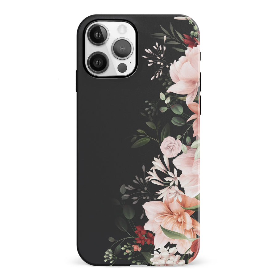 iPhone 12 half bloom phone case in black
