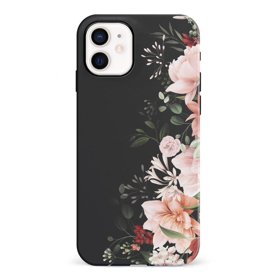 iPhone 12 Mini half bloom phone case in black