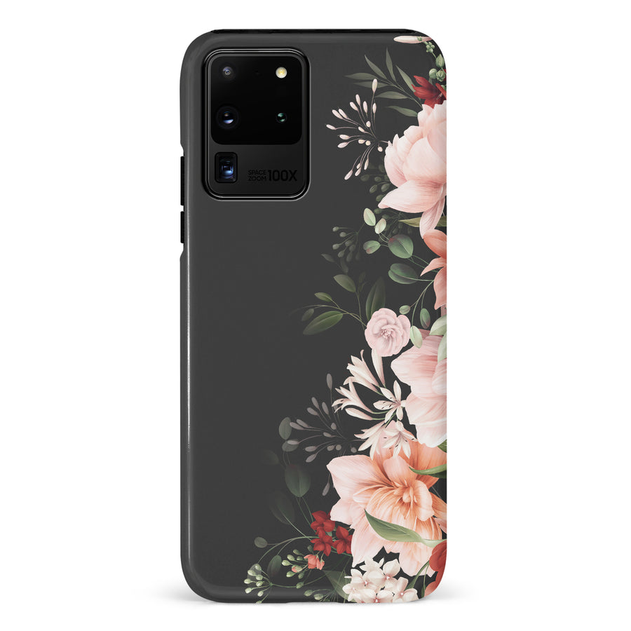 Samsung Galaxy S20 Ultra half bloom phone case in black