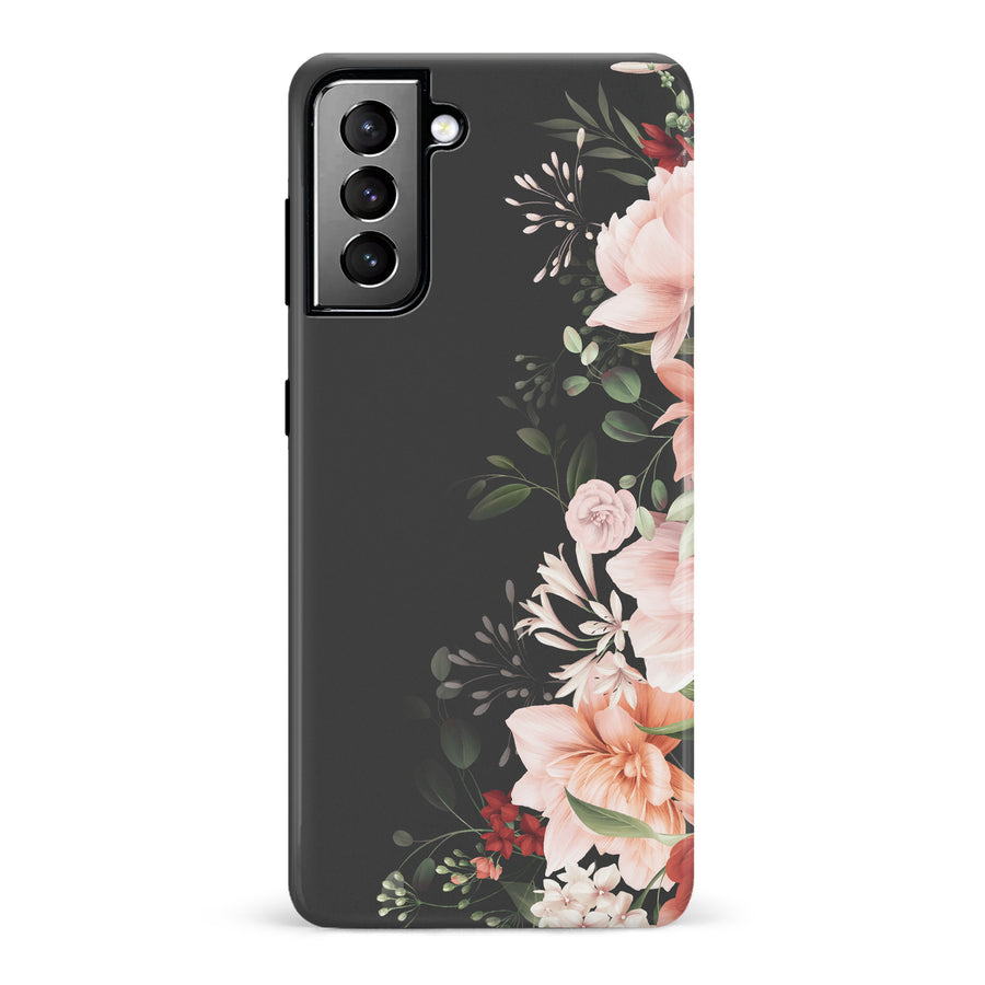 Samsung Galaxy S21 Plus half bloom phone case in black