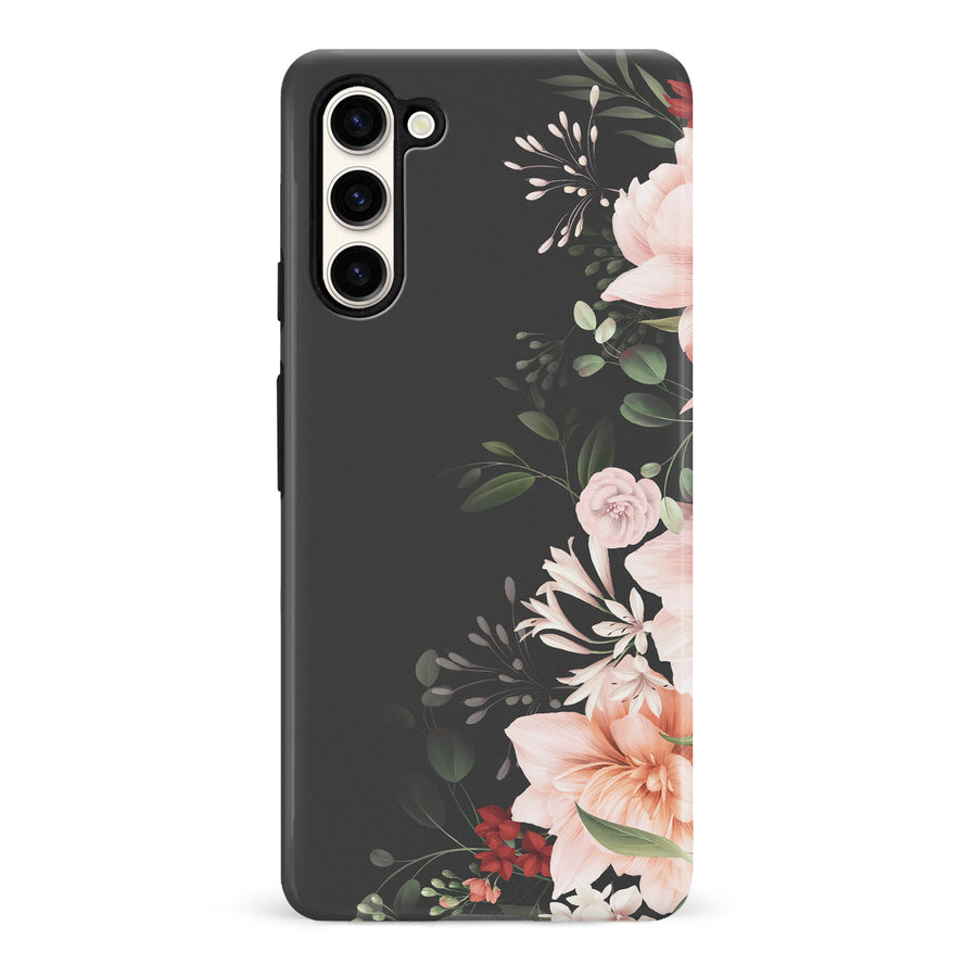 Samsung S23 Half Bloom Floral Phone Case - Black