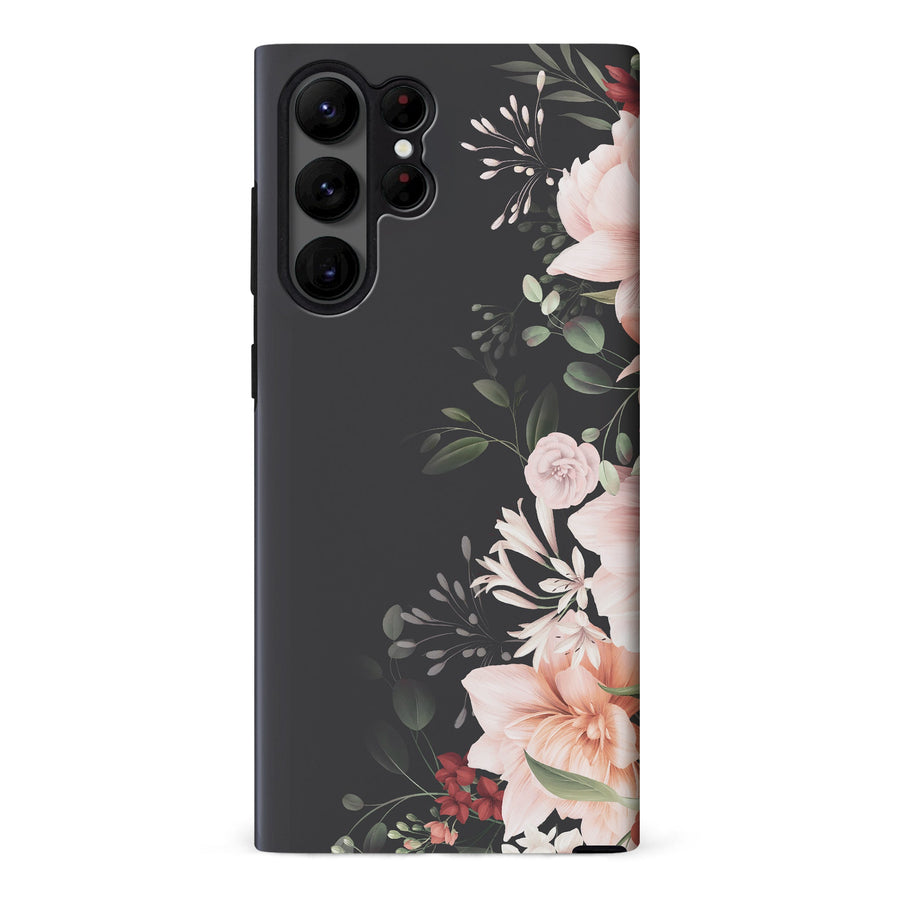 Samsung S23 Ultra Half Bloom Floral Phone Case - Black