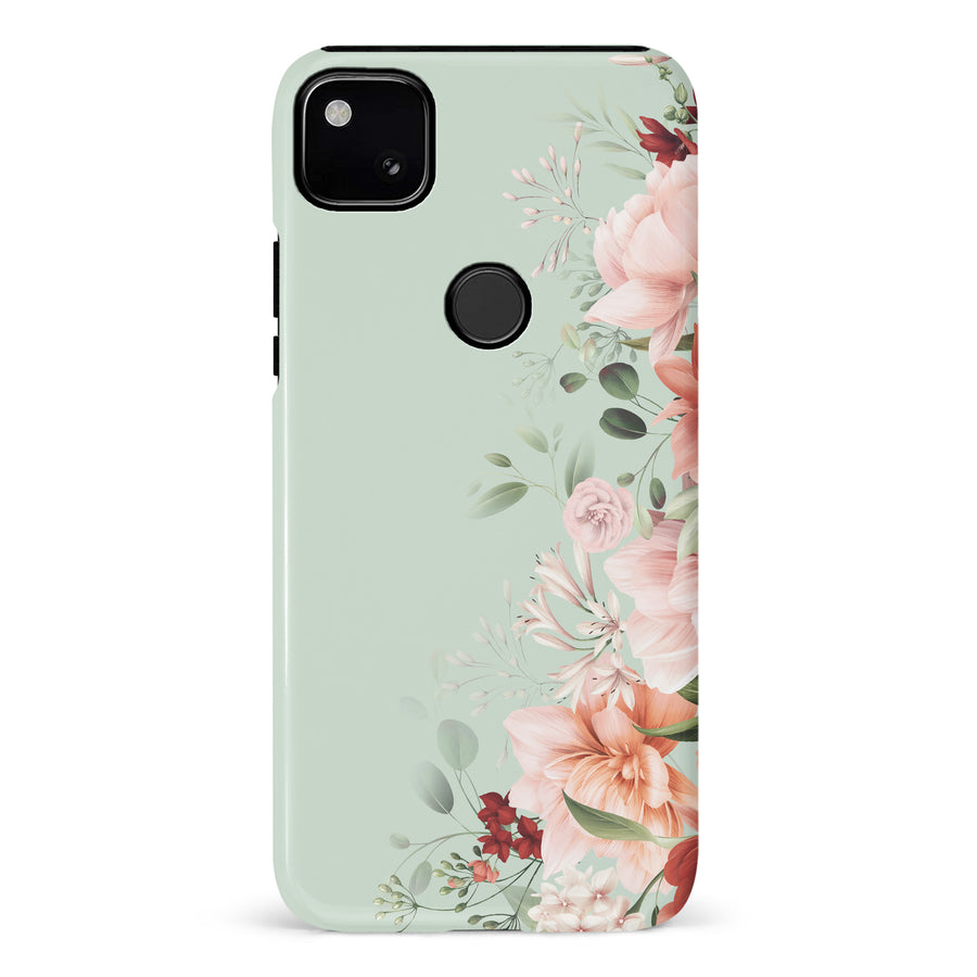 Google Pixel 4A half bloom phone case in green