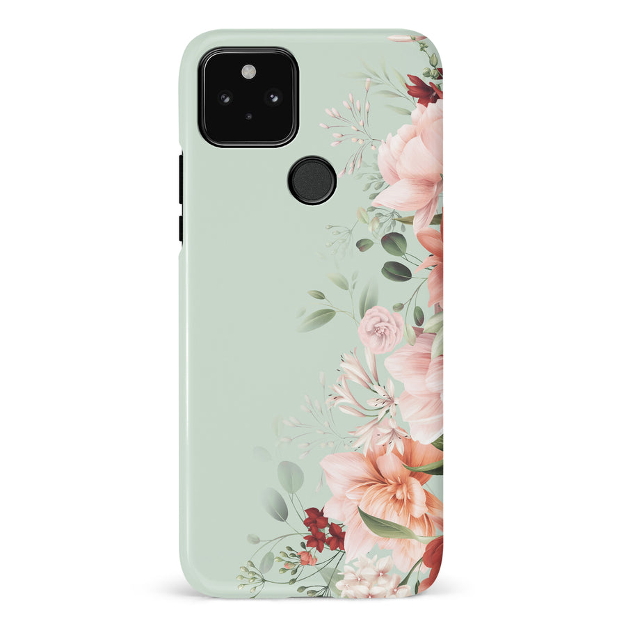 Google Pixel 5 half bloom phone case in green