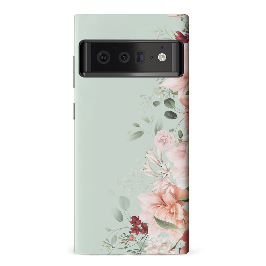 Google Pixel 6 Pro half bloom phone case in green