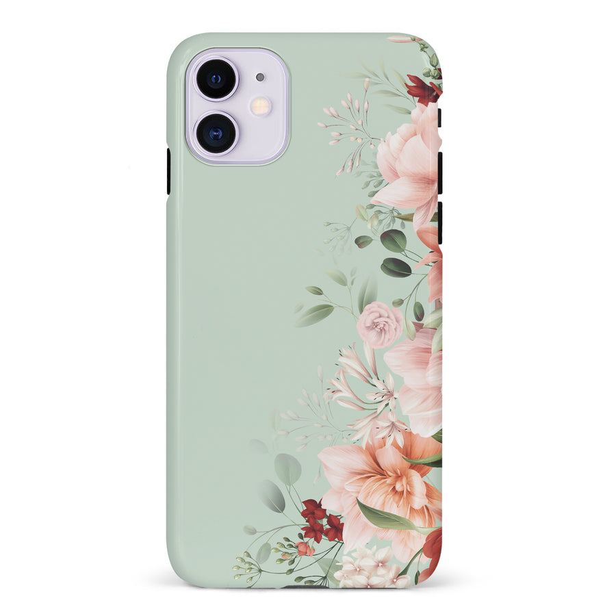 iPhone 11 half bloom phone case in green