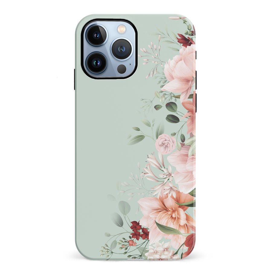 iPhone 12 Pro half bloom phone case in green