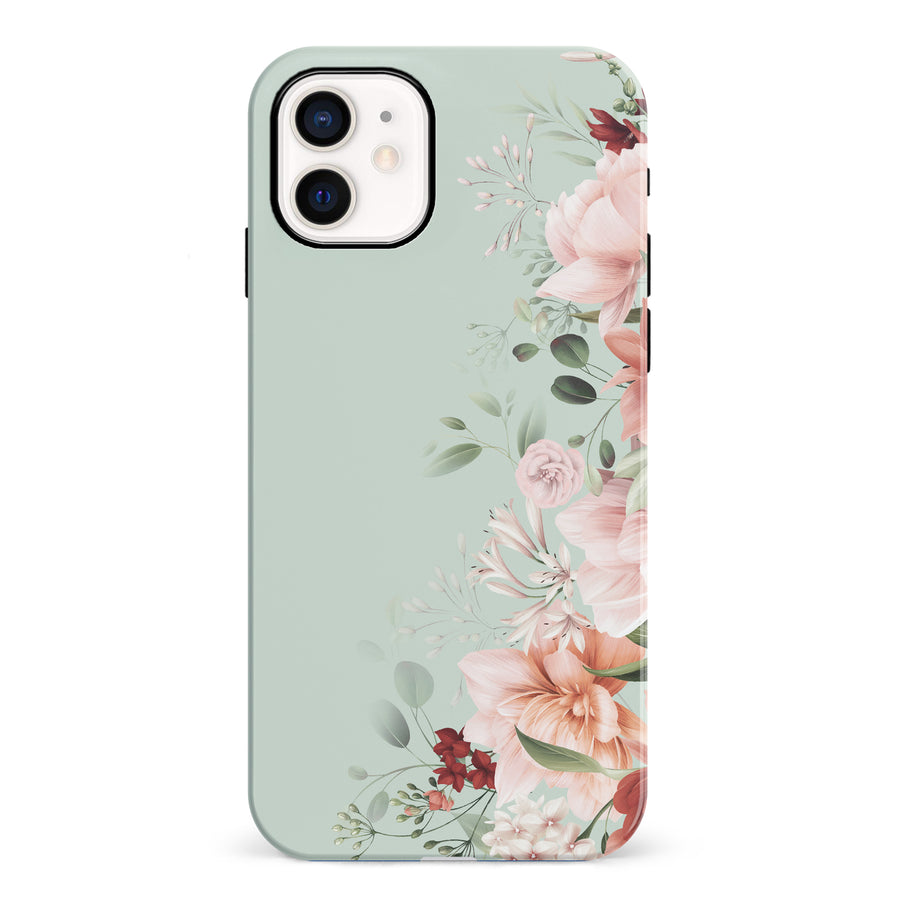 iPhone 12 Mini half bloom phone case in green