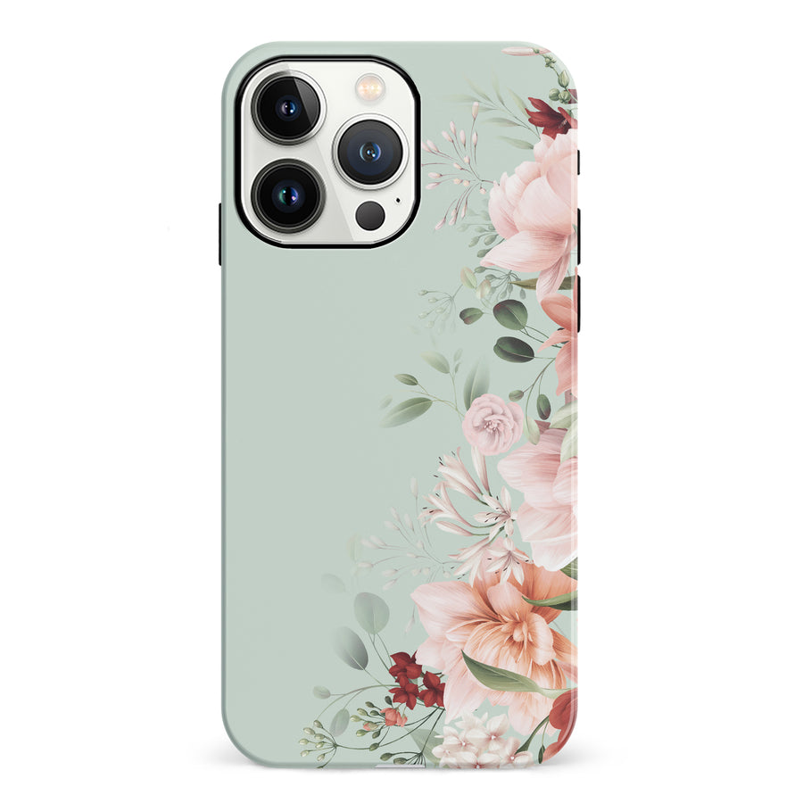 iPhone 13 Pro half bloom phone case in green