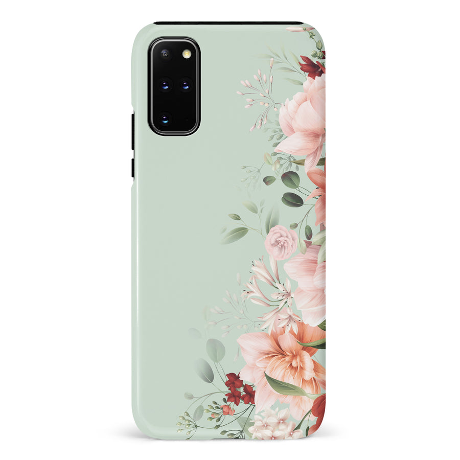 Samsung Galaxy S20 Plus half bloom phone case in green