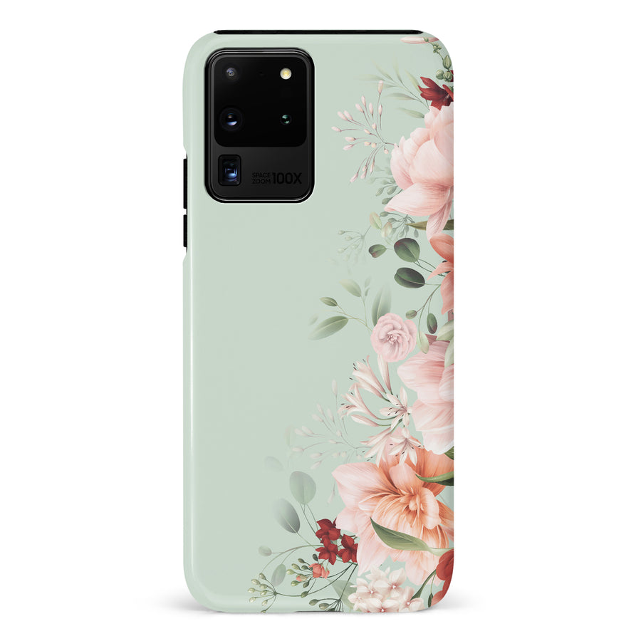 Samsung Galaxy S20 Ultra half bloom phone case in green