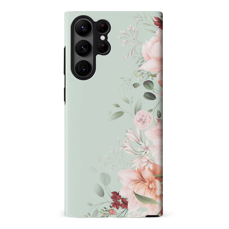 Samsung S23 Ultra Half Bloom Floral Phone Case - Green