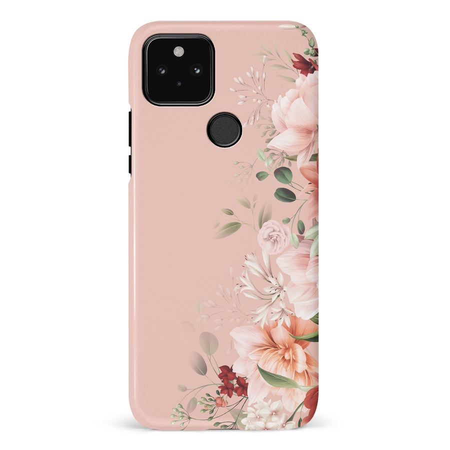 Google Pixel 5 half bloom phone case in pink
