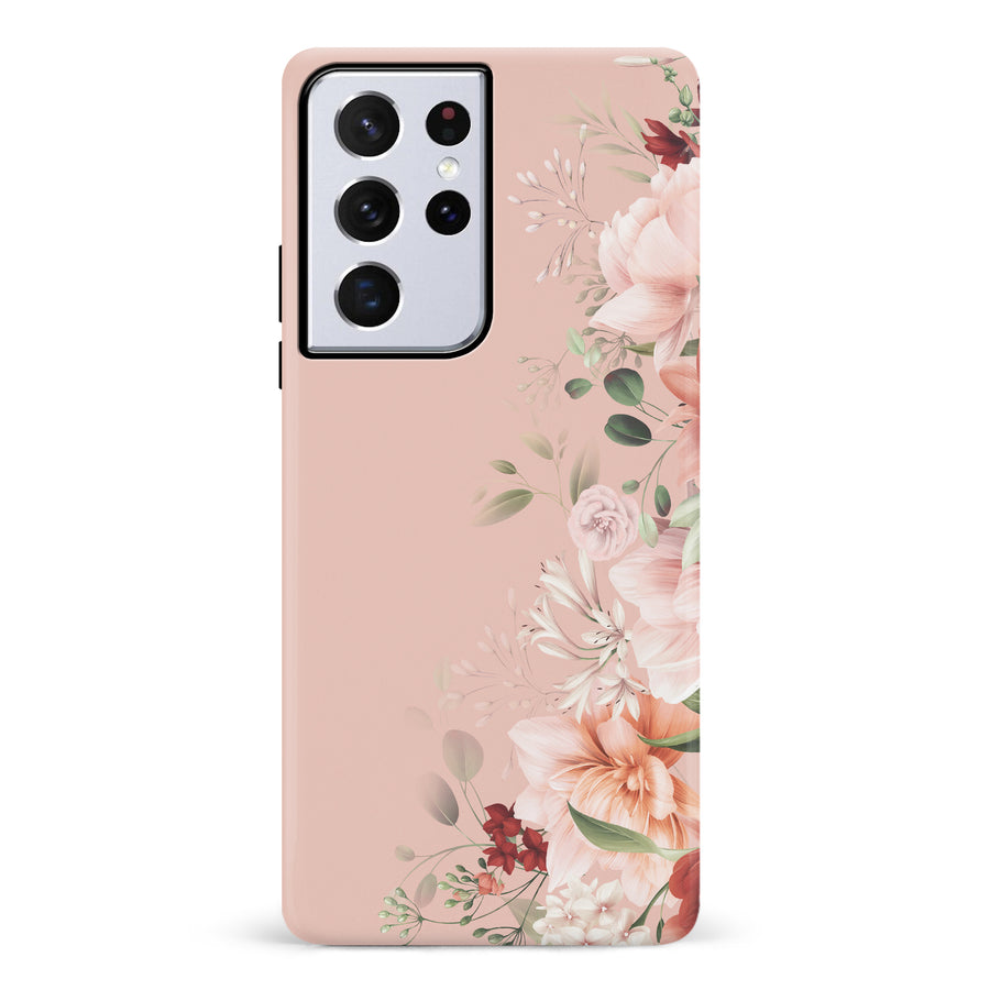 Samsung Galaxy S21 Ultra half bloom phone case in pink