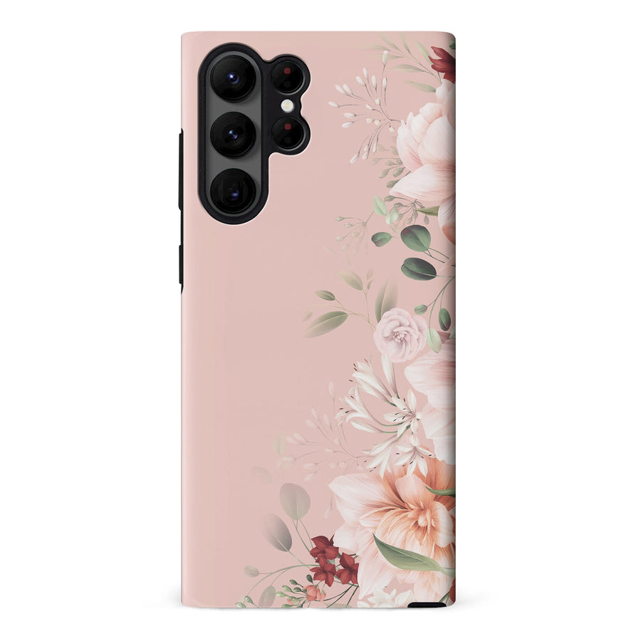 Samsung S23 Ultra Half Bloom Floral Phone Case - Pink