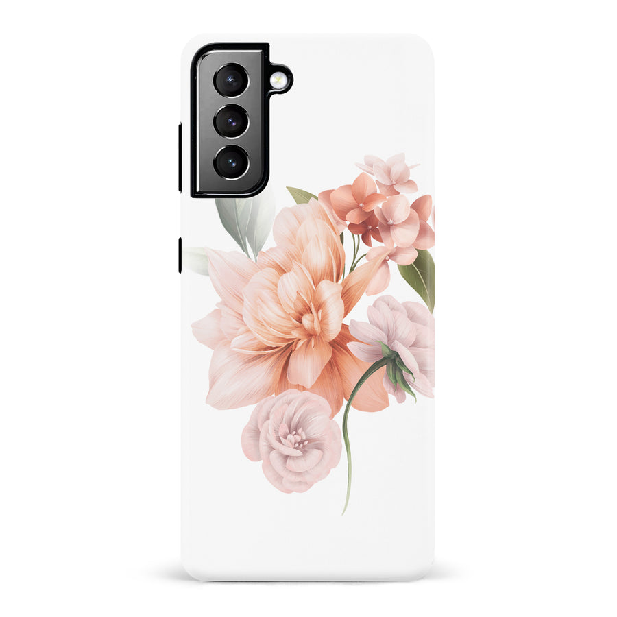 Samsung Galaxy S21 Plus full bloom phone case in white