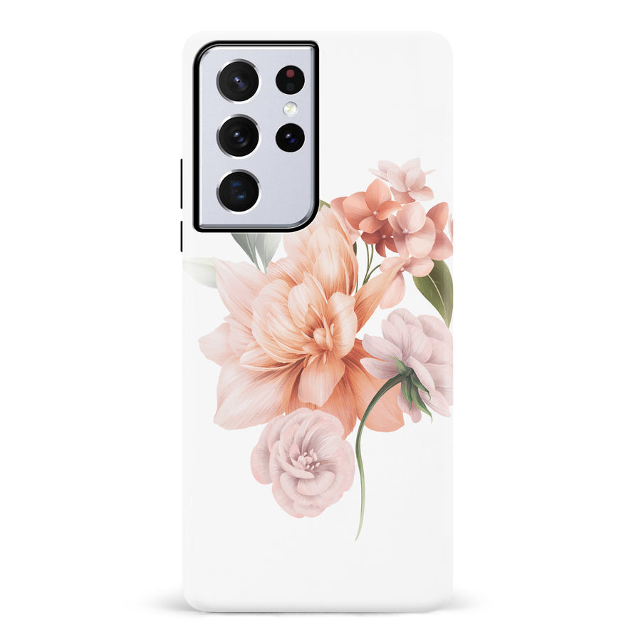 Samsung Galaxy S21 Ultra full bloom phone case in white