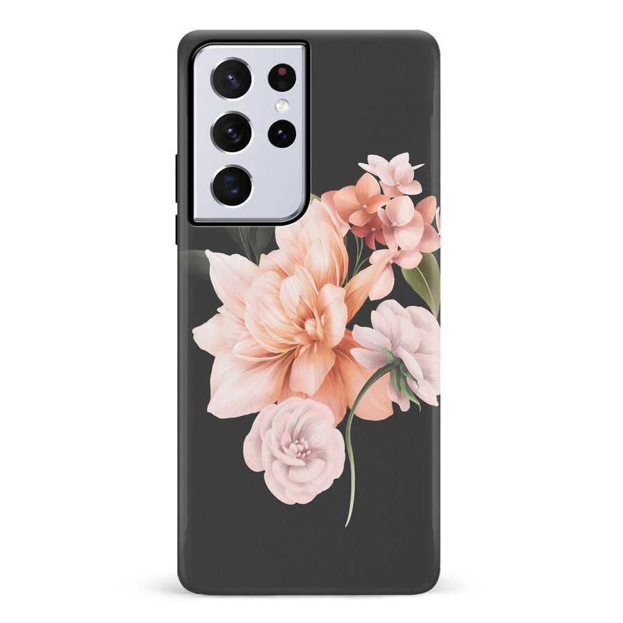 Samsung Galaxy S21 Ultra full bloom phone case in black