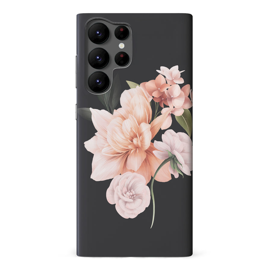 Samsung Galaxy S22 Ultra full bloom phone case in black