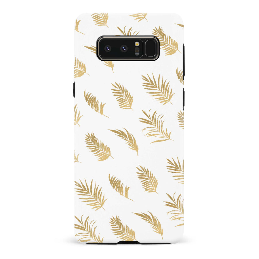 Samsung Galaxy Note 8 gold fern leaves phone case in white