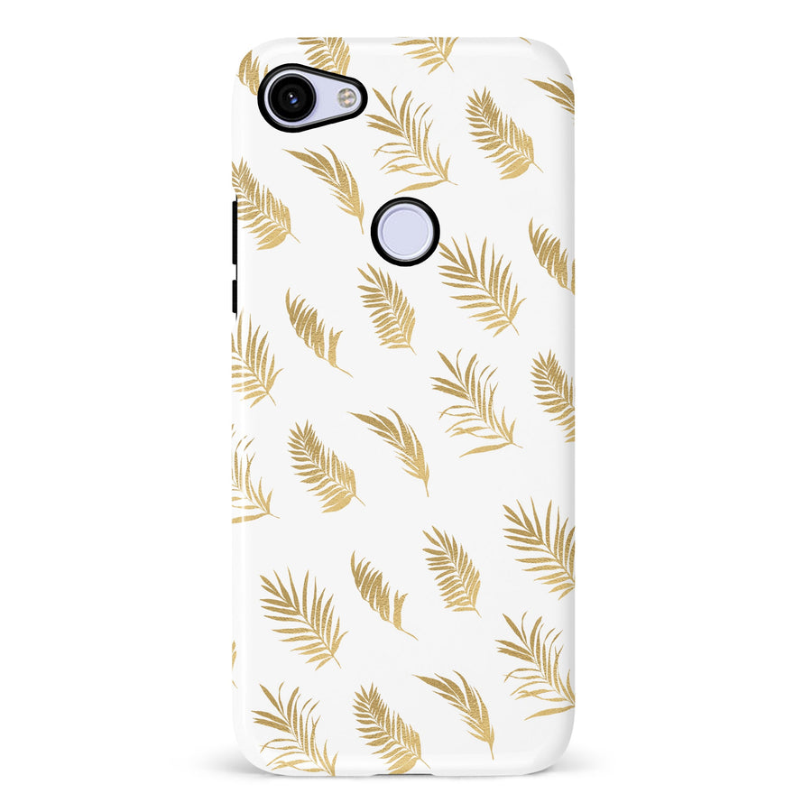 Google Pixel 3A gold fern leaves phone case in white