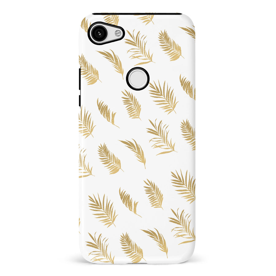 Google Pixel 3 XL gold fern leaves phone case in white