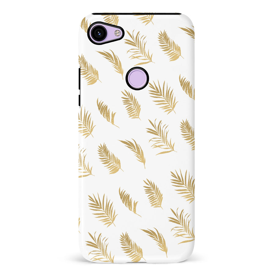 Google Pixel 3 gold fern leaves phone case in white