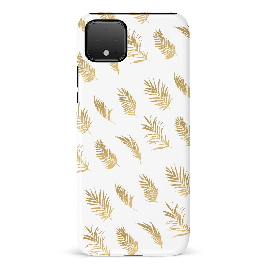 Google Pixel 4 XL gold fern leaves phone case in white