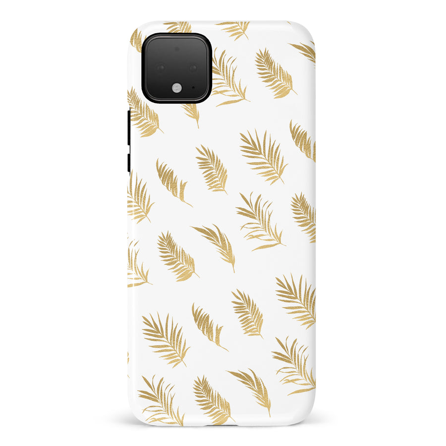 Google Pixel 4 gold fern leaves phone case in white